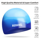 Aegend Kids Swim Cap (Age 4-8), 2 Pack, Blue & Pink