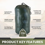 Ultralight Sleeping Bag Top Quilt - 850 Down Backpacking Blanket - 1.9 Lbs - Rated For 20F - Water-Resistant Camping Quilt