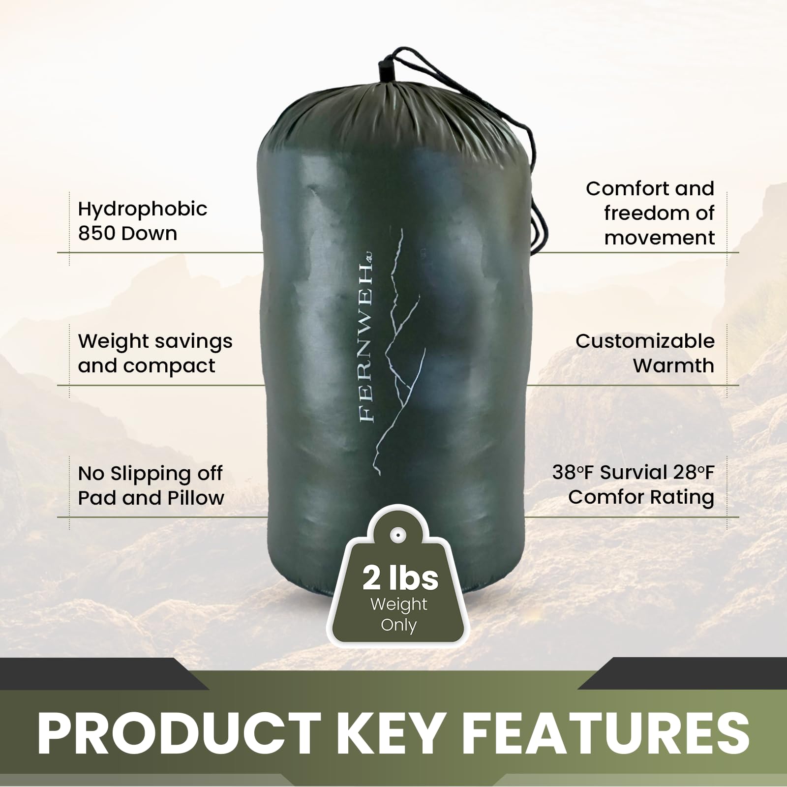 Ultralight Sleeping Bag Top Quilt - 850 Down Backpacking Blanket - 1.9 Lbs - Rated For 20F - Water-Resistant Camping Quilt