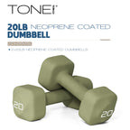 Tone Fitness 20 lb Neoprene Dumbbell Pair for Home Workouts - Non-Slip Design - Green