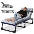Lilypelle Portable Folding Camping Cot, Adjustable 4-Position Adults Reclining Chaise With Pillow, Outdoor Portable Lounge Chair