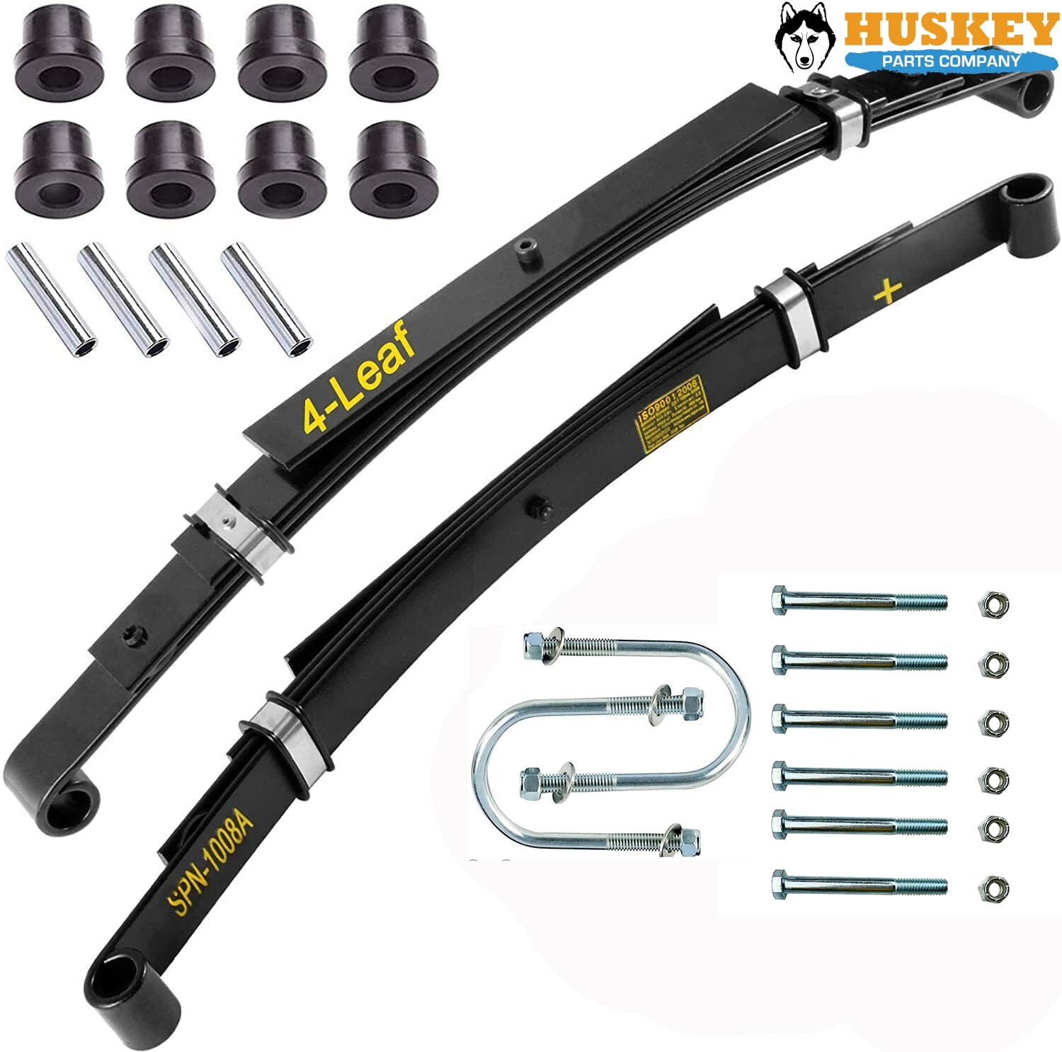 Huskey Parts Company Heavy Duty Rear Leaf Springs For Club Car Ds Golf Cart 1982+ (4 Leafsset Of 2), Bushing Kits & U Bolt Kits