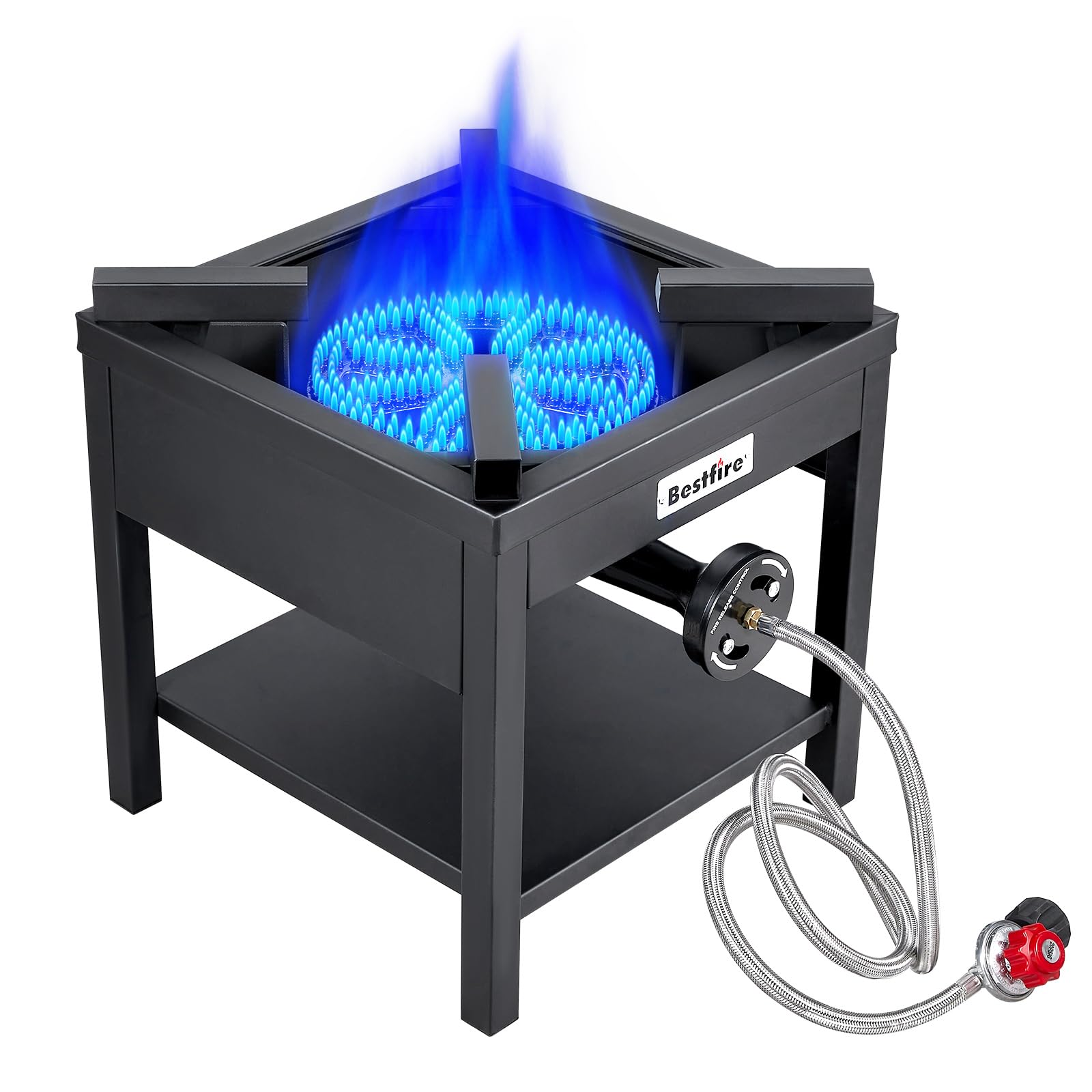 Bestfire 260,000 Btu Outdoor Propane Gas Stove With 0-30 Psi Adjustable Regulator And Steel-Braided Hose For Outdoor Home Cookin