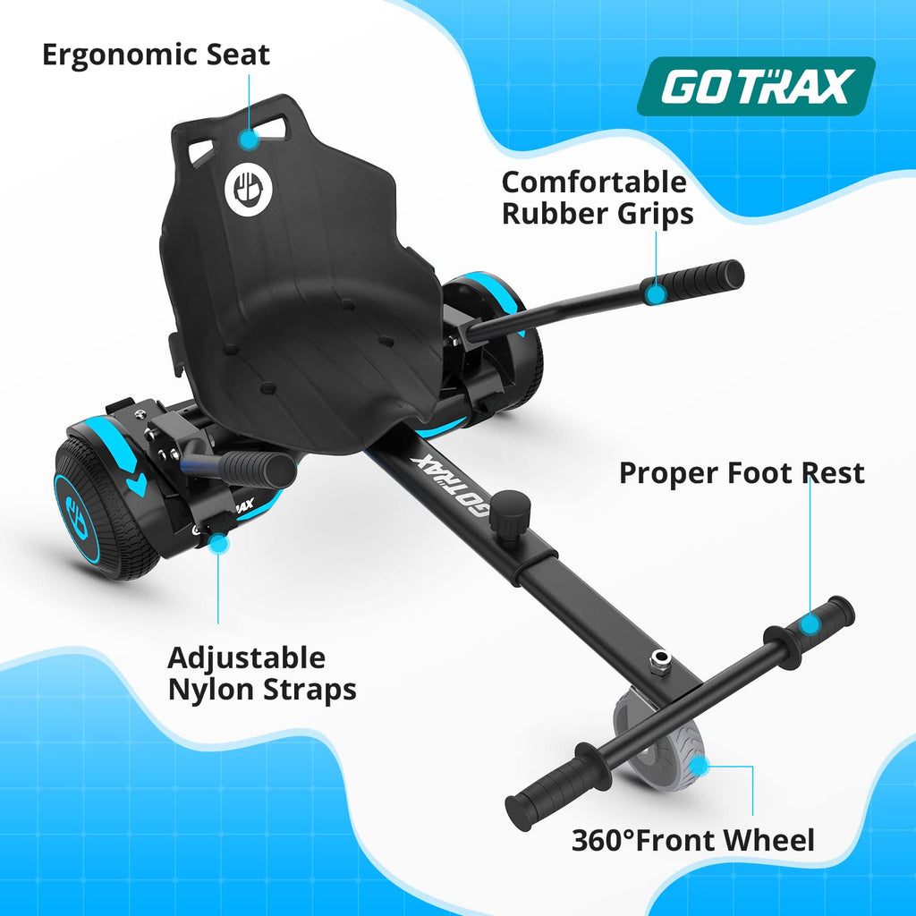 Gotrax HoverflyKart Seat Attachment Accessory for 6.5 8 8.5 10 Self Balancing Scooter, Adjustable Frame Length and Handlebar Con