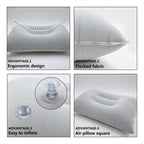 Dogxiong 3 Pack Ultralight Inflatable Pillow Small Squared Flocked Fabric Air Pillow For Hiking,Camping,Traveling,Napping,Desk R
