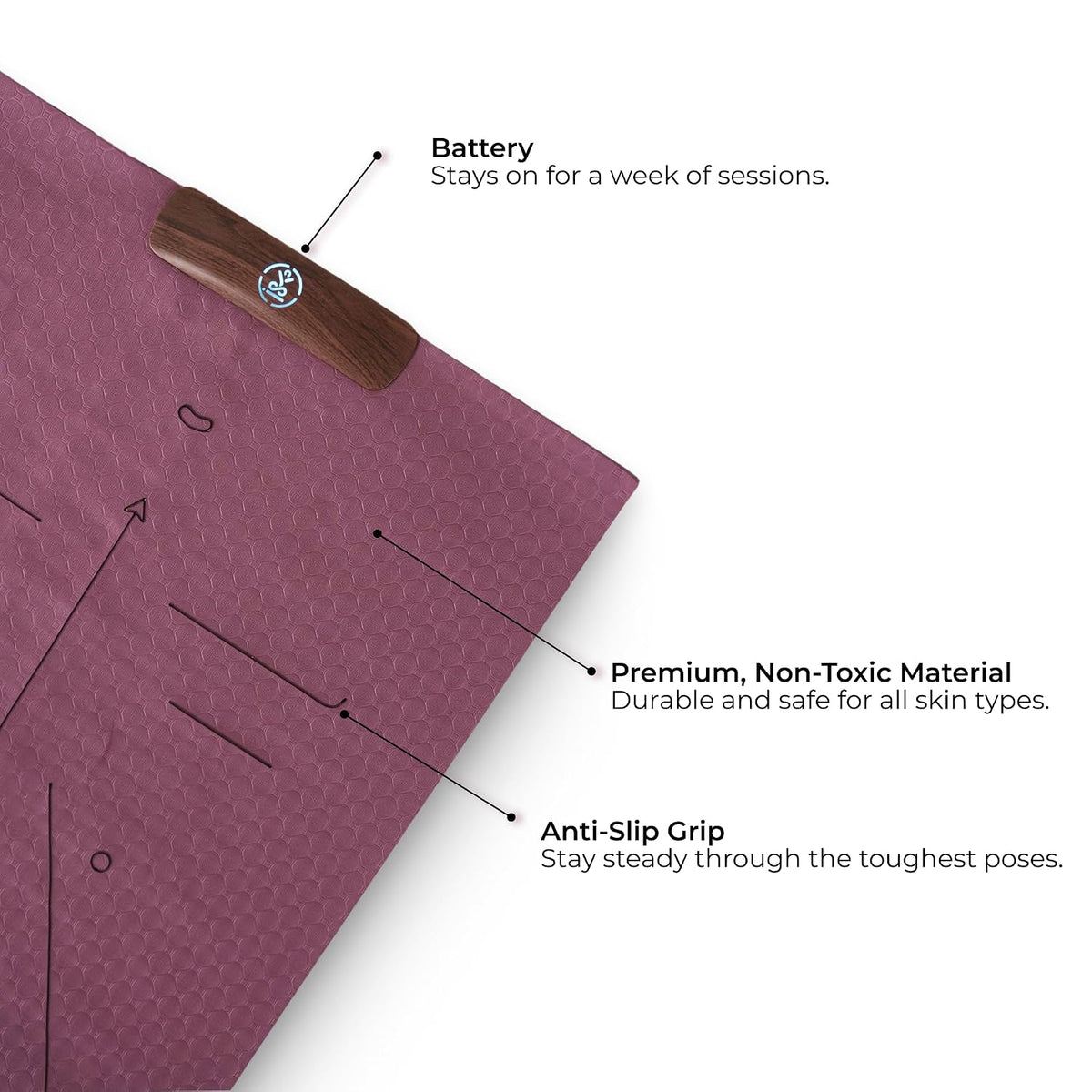 YogiFi Smart Mat Gen3 - beverage Red| AI Powered Yoga Mats For Home Workout | Lightweight Yoga Mats of 6mm | Real Time Tracking Exercise Mats For Men & Women