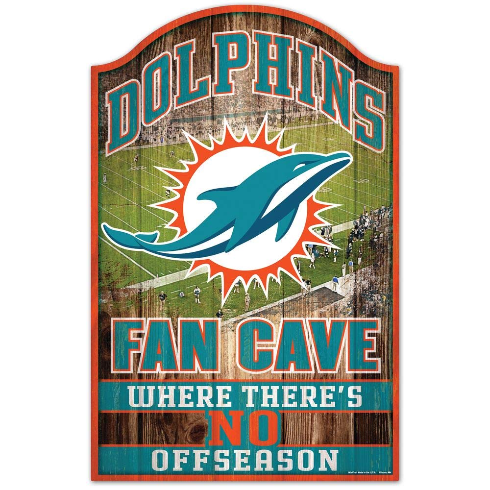 Wincraft NFL Miami Dolphins 05494013 Wood Sign, 11 x 17, Black