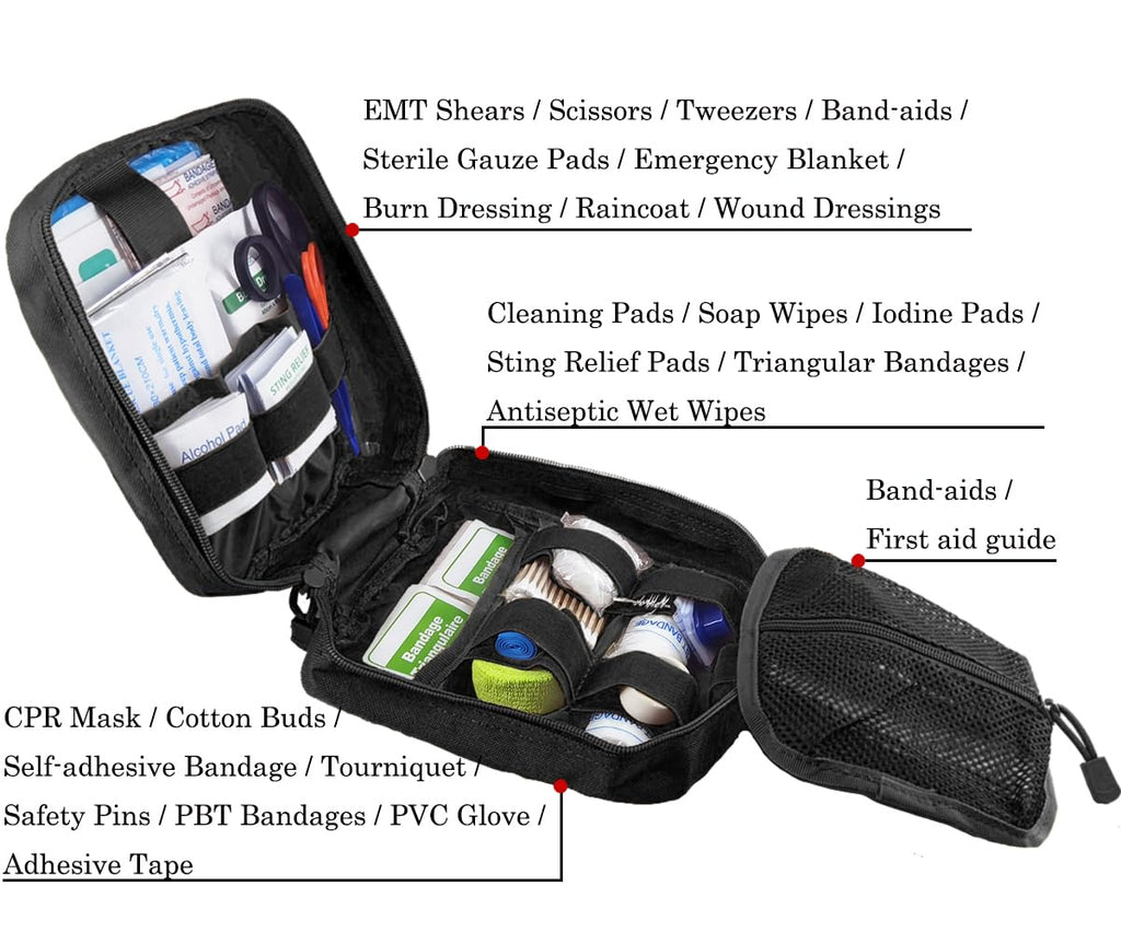 Carlebben Rip-Away Emt Pouch Molle Pouch Ifak Pouch Medical First Aid Kit Utility Pouch 1000D Nylon (With Medical Supplies)