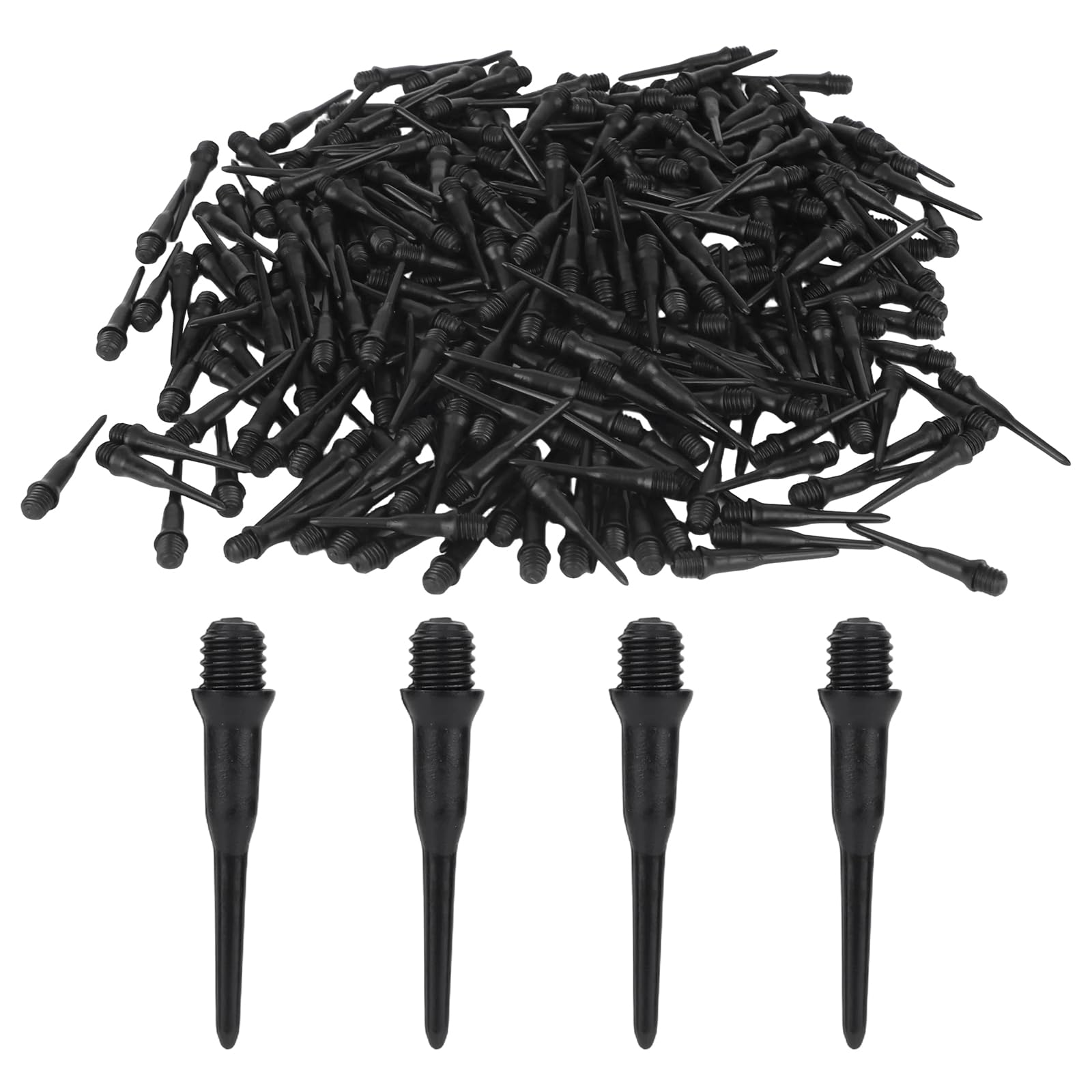 Goktvai 300pcs 2BA Thread Soft Tip Dart Points, Black Plastic Replacement Dart Tips for Dart Board Easy Install Dartboards Acces