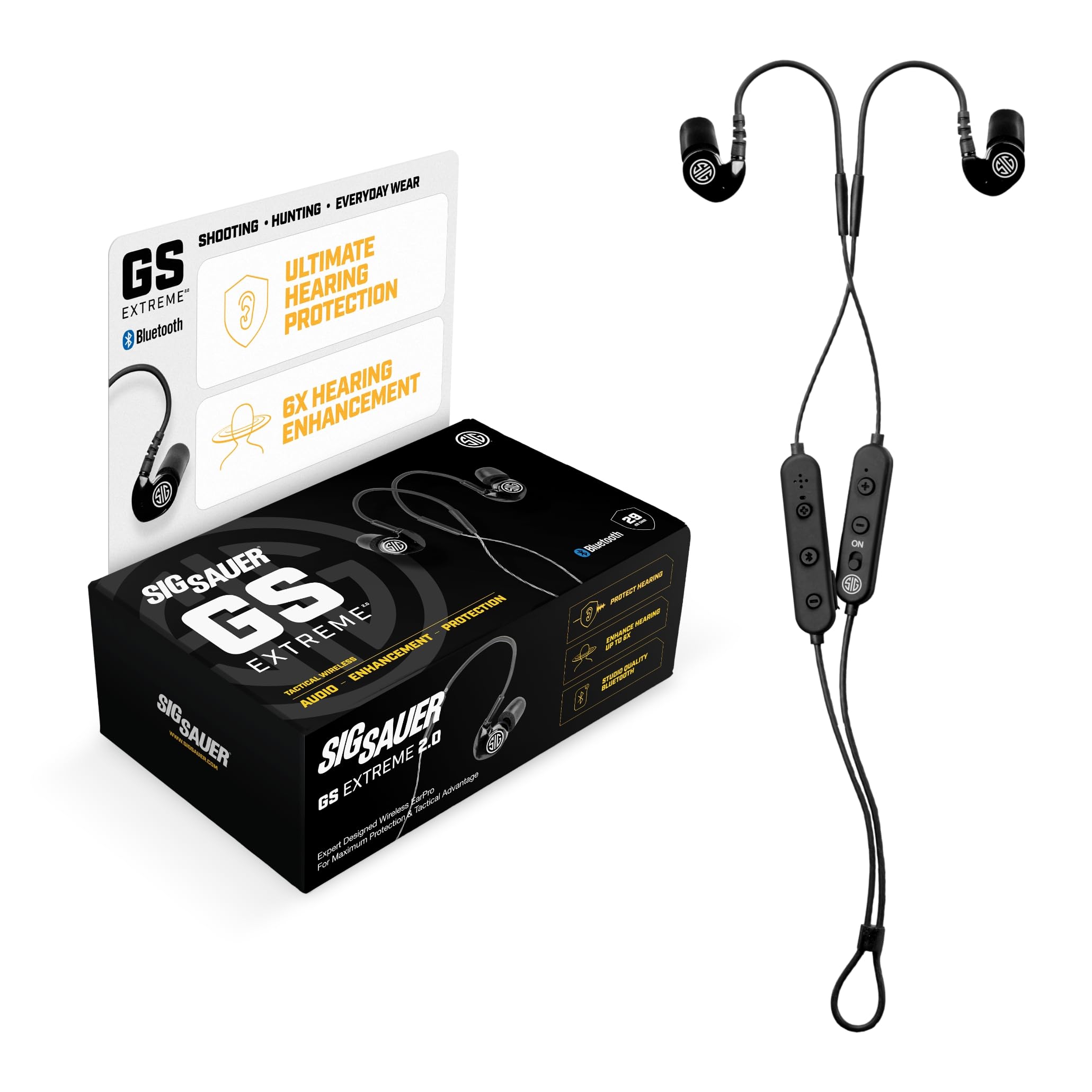 AXIL x SIG SAUER GS Extreme 2.0 Shooting Ear Buds - Hearing Enhancement & Noise Isolation Bluetooth Earbuds - w/Dynamic Speakers