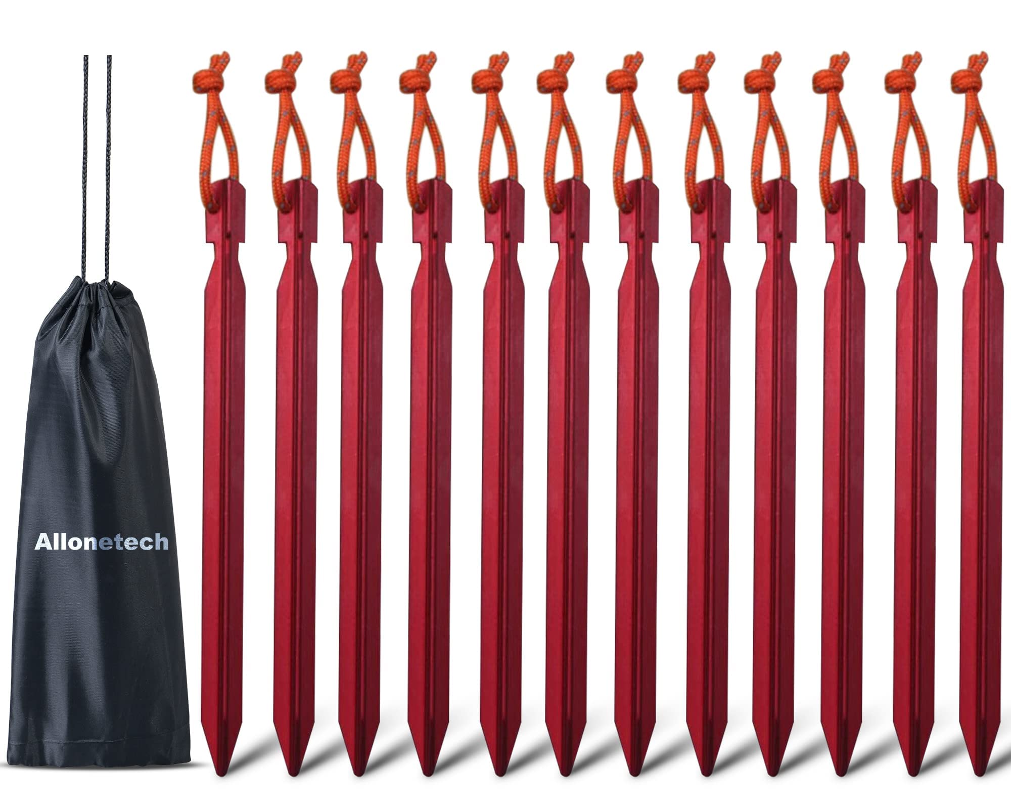 All One Tech Pack Of 12, 7075 Aluminum Outdoors Tent Stakes Pegs