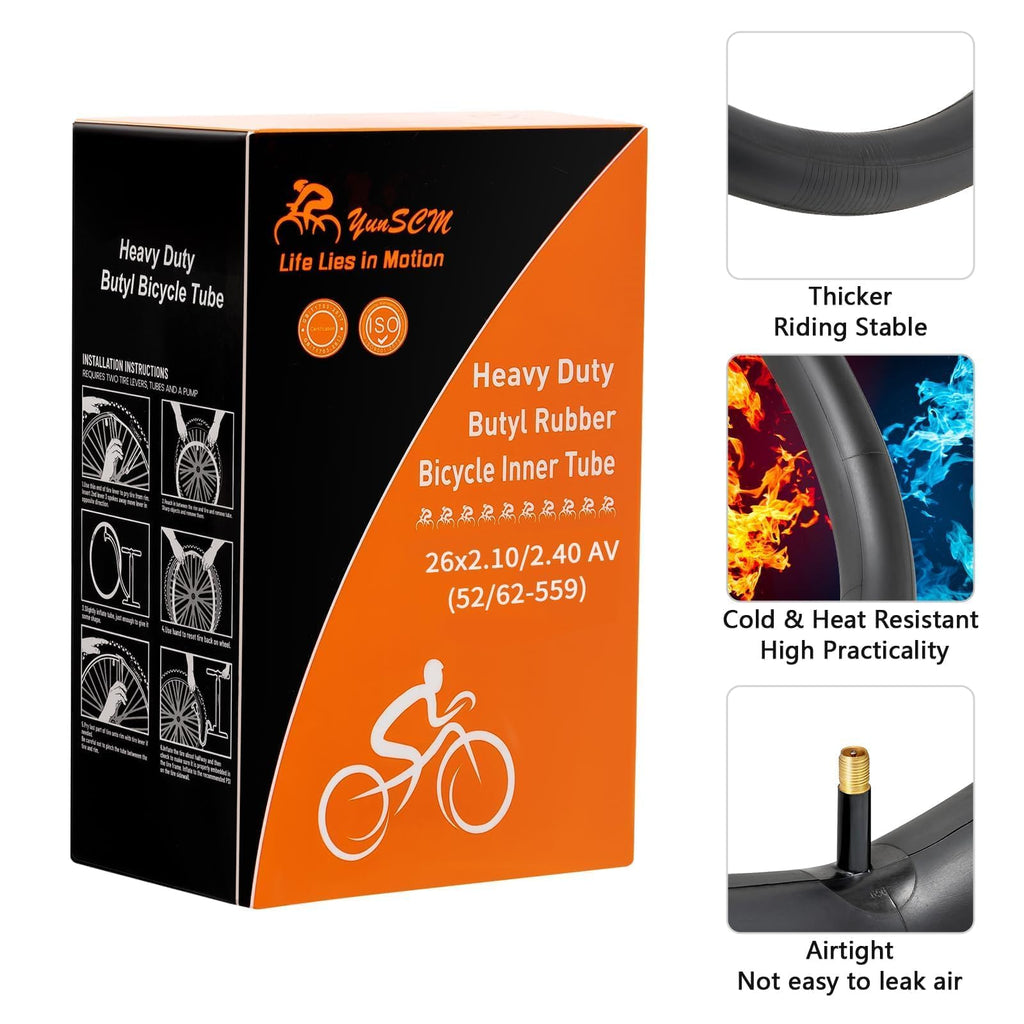 2-Pack Bike Tubes 26'' X 2.125/2.40 Av Schrader Valve 26'' Bicycle Tubes Compatible With 26X2.125 26 X 2.20 26 X 2.25 26 X 2.30