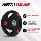 Fitvids Olympic Cast Iron 2-Inch Weight Plate for Strength Training & Weightlifting, Rubber Coate Style, 25lbs, Pair