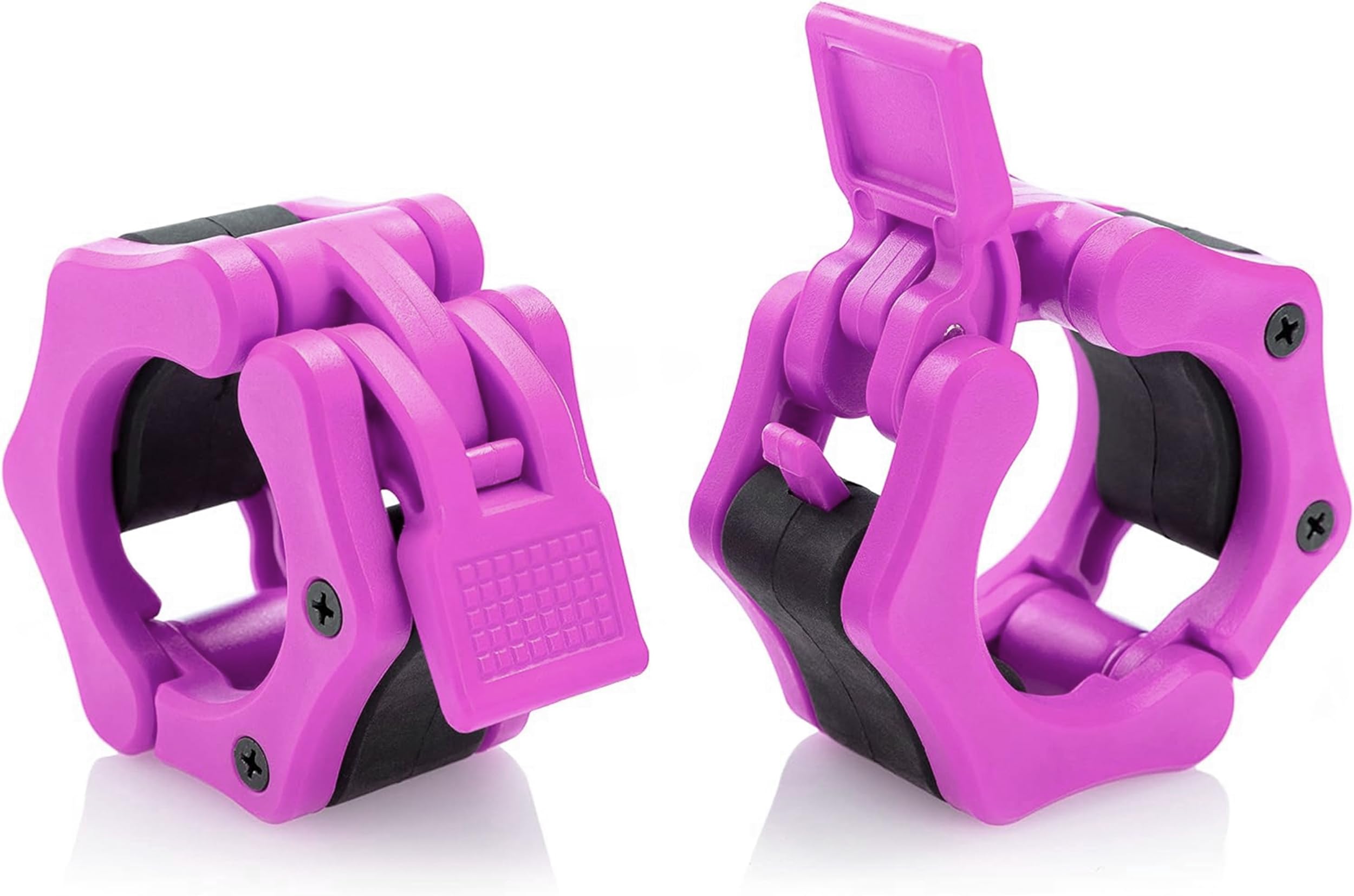 Hacuba Fitness Olympic Barbell Clamps Collars Quick Release Pair Weight Clips For 2 Inch Barbell Pink