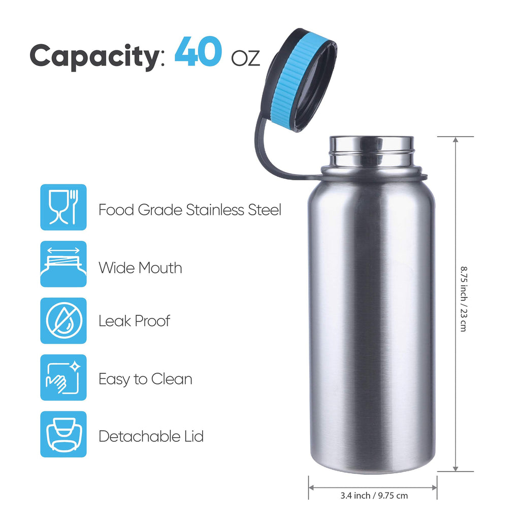 Gearland Canteen Stainless Steel Water Bottle With Nested Camping Cup And Lid For Bug Out Bag, Bushcraft Gear, Metal Canteen Wit