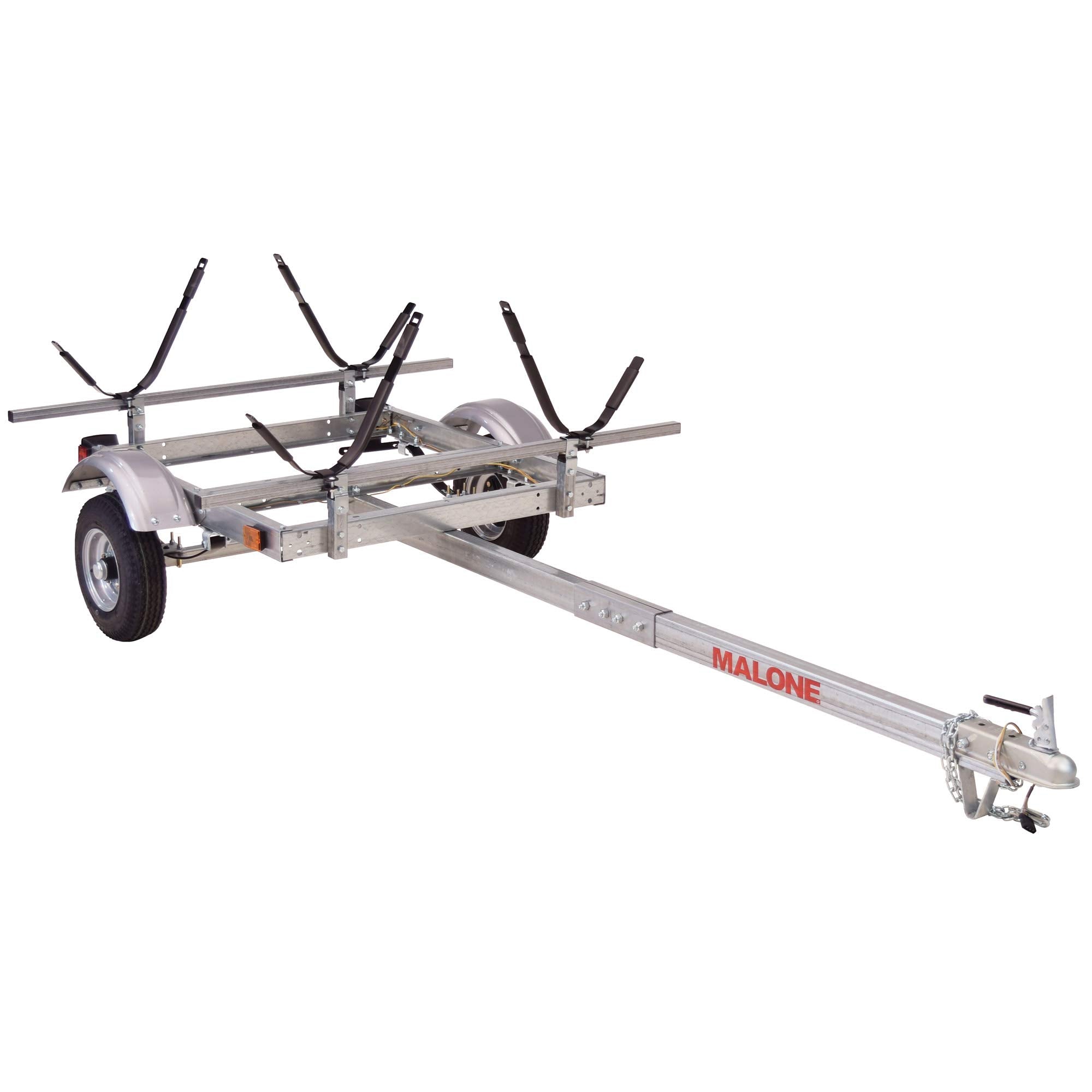 Malone MPG586XJ EcoLight 2 Kayak Trailer with 2 J-Rack Kayak Carriers | 14 / 400 lbs Capacity | Fully Submersible | Marine Grad