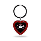 Rico Industries Ncaa Georgia Bulldogs Ncaa Rhinestone Heart Colored Keychain, Red, 3-Inches In Length