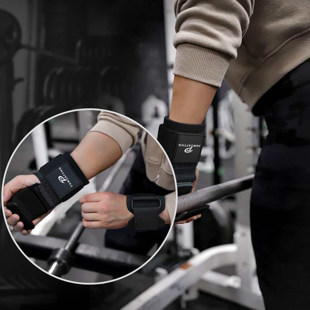 Powerfeng Lifting Hooks For Weight Lifting: Weightlifting Hooks Wrist Straps Hand Grip Support For Deadlift Weightlifting Gym Gl