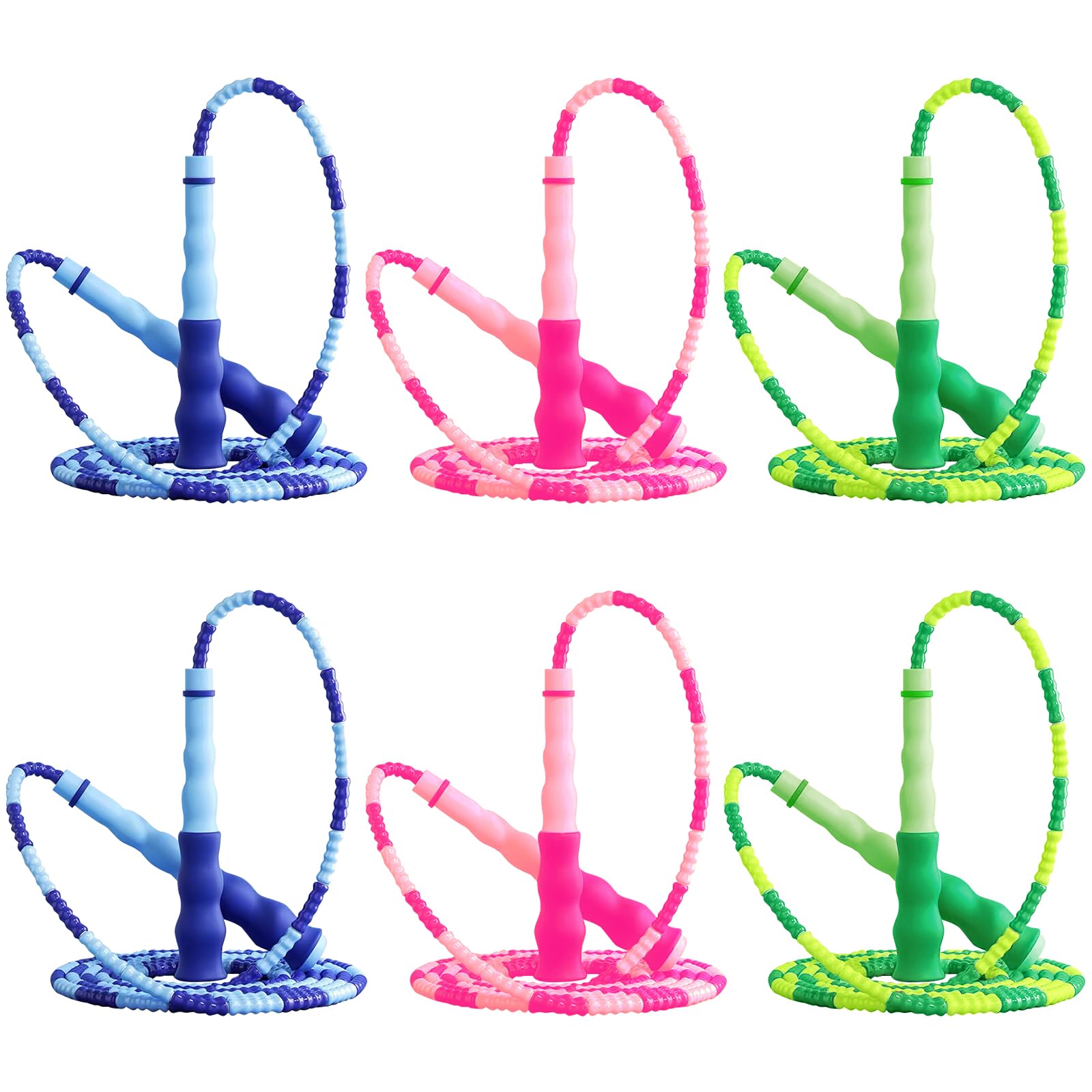 Grawun Jump Rope For Kids,6 Pack Jump Rope,Adjustable Soft Beaded Kids Jump Rope,Tangle-Free Segmented Soft Beaded Skipping Rope