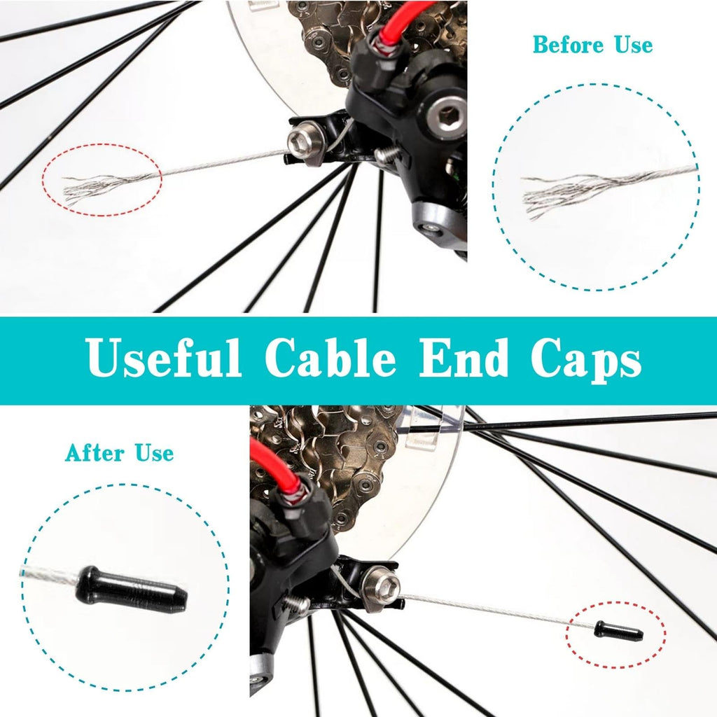 Bike Cable End Caps, Black Cable End Crimps, Bike Brake Cable End Tips For Road Mountain Bicycle, Pack Of 50