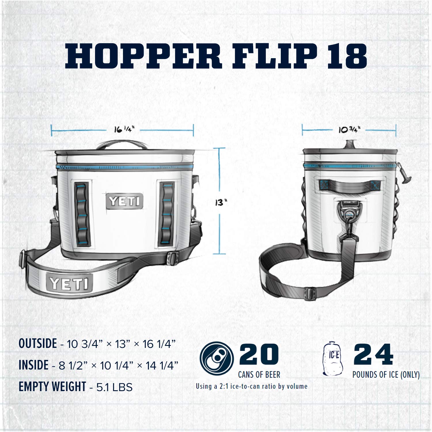 Yeti Hopper Flip 18 Portable Cooler, Navy