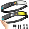 Lsnisni Headlamp Rechargeable 2Pack, 230Wide Beam Head Lamp LED, Head Flashlight with Motion Sensor, 5 Mode Head Lights for Fore