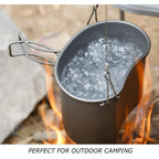 Atiap Titanium Canteen Mess Kit With Folding Handle Hanging Ring Ultralight Portable For Lunch Outdoor Camping Hiking