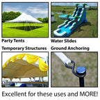 Moose Supply Single Head Metal Tent Stakes Heavy Duty Steel Ground Stake, Versatile Spikes To Anchor Commercial Inflatables, Eve