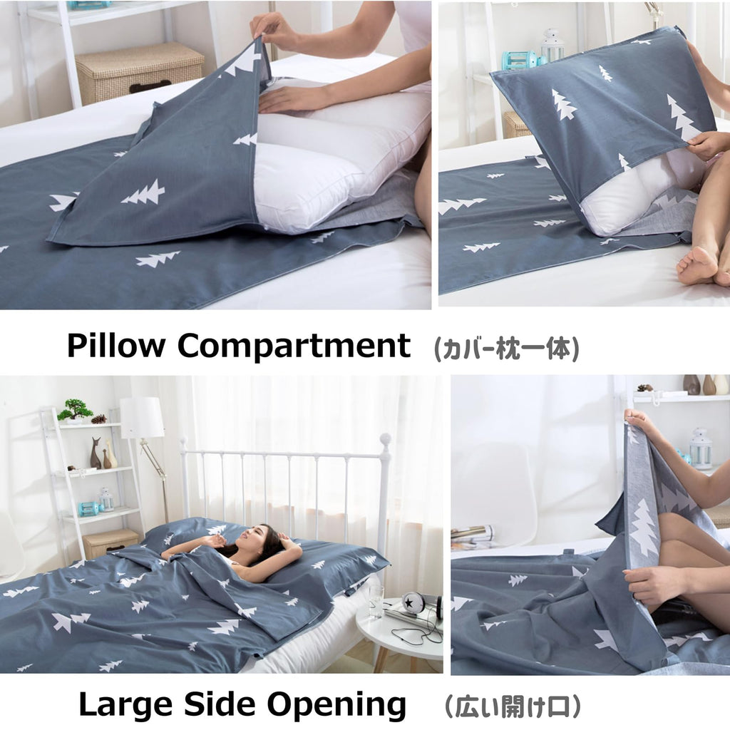 Azarxis Sleeping Bag Liner, Travel Sheet Lightweight Compact Cotton Sleep Bag Sack For Camping, Traveling, Hotels, Hostels & Bac