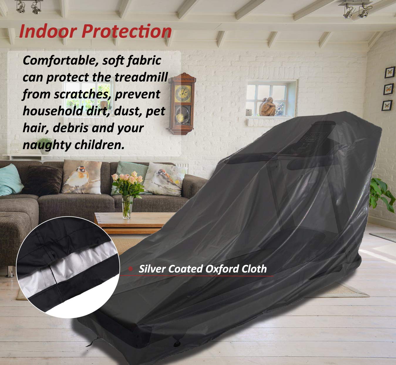 Non-Folding Treadmill Cover, Dustproof And Waterproof Cover, Oxford Cloth Waterproof Sunscreen Cover (Black)