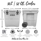 Camp-Zero 52 Quart Wheeled Cooler/Ice Chest With Extendable Handle & Oversized Flat-Free Easy-Roll Wheels  For Camping Trips, Be