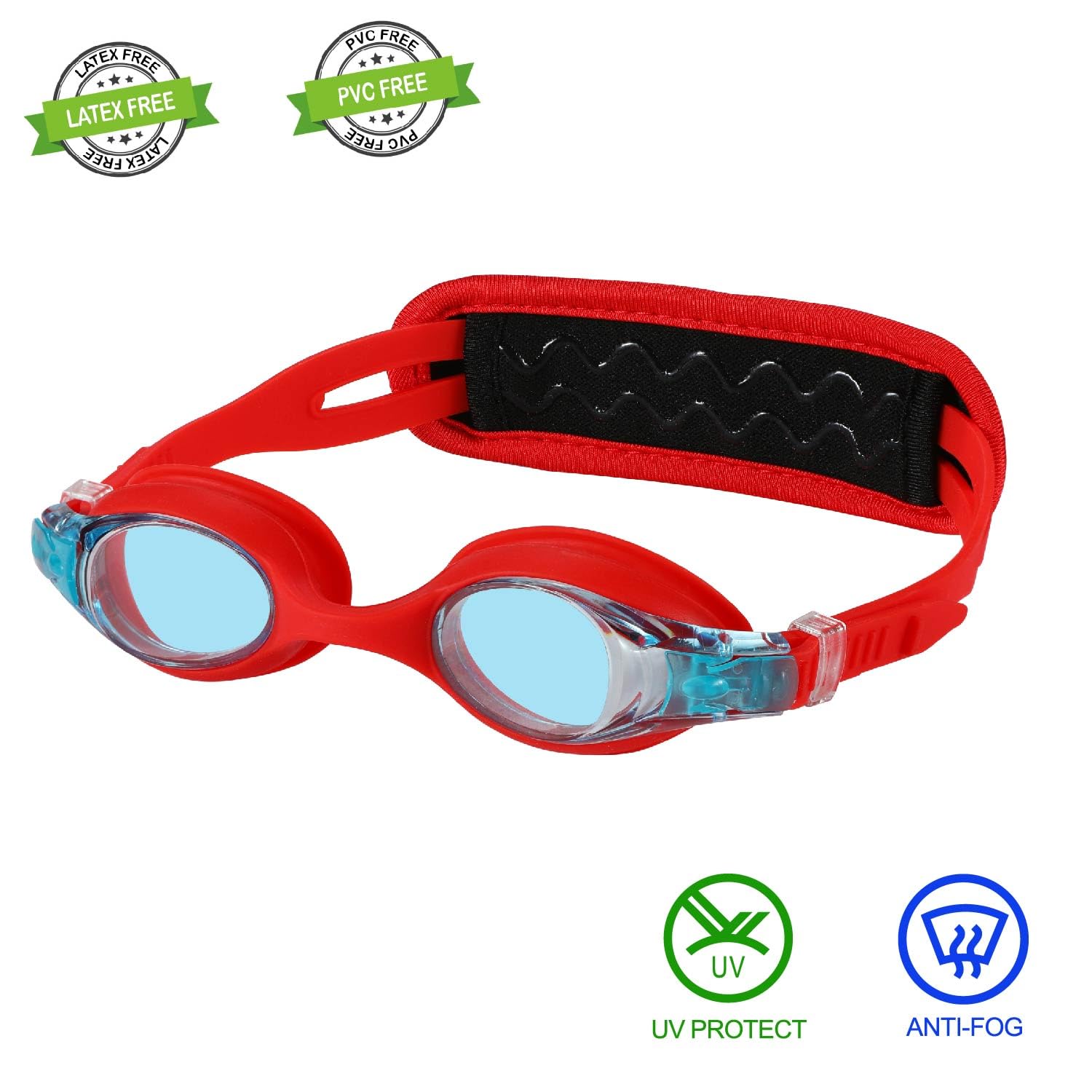 Hydrocomfy Toddler Swimming Goggles 3/4/5/6 Years Old, Kids Swim Goggles 4-7, Red/Blue Spider Goggles For Kids 3-6