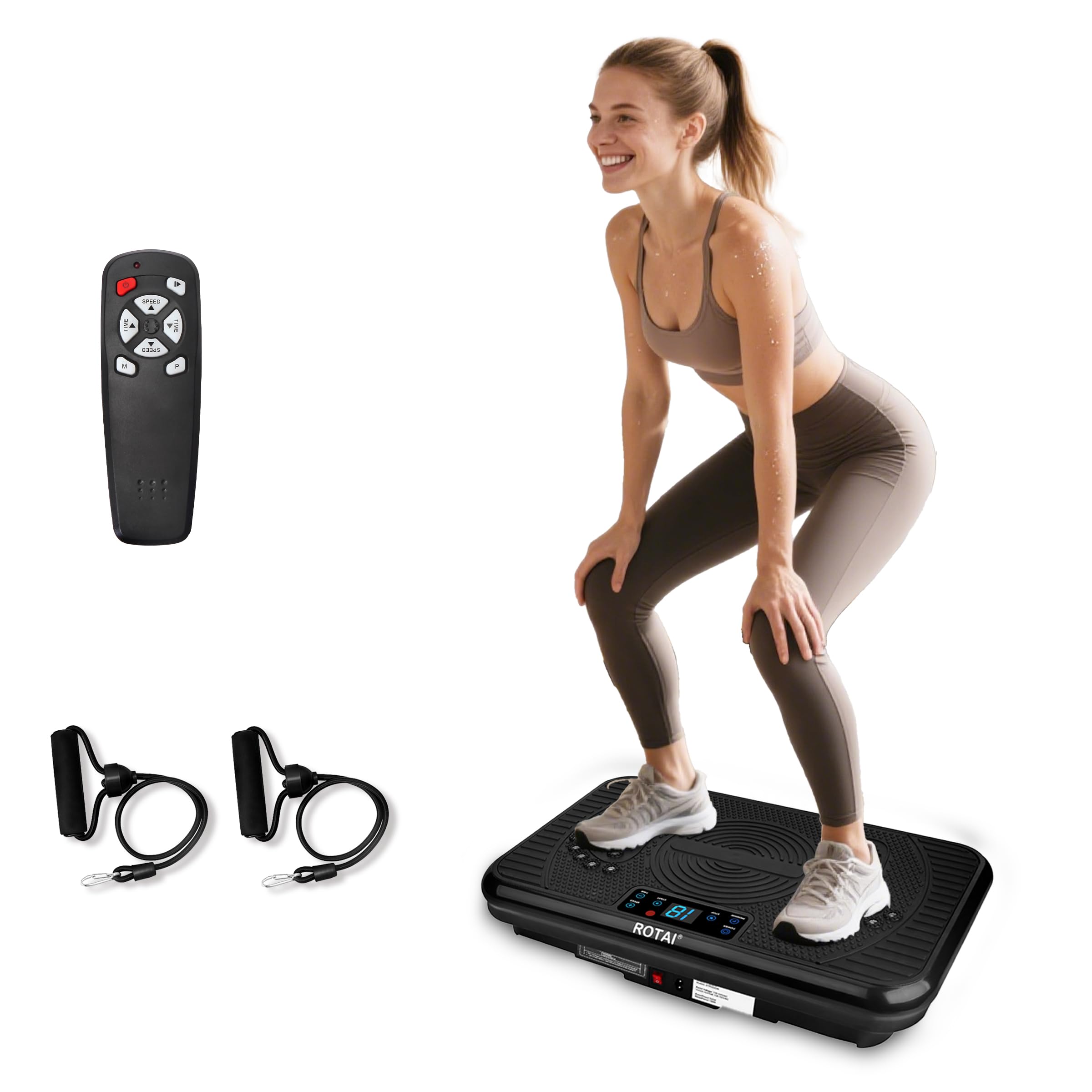 ROTAI Vibration Plate Exercise Machine for Lymphatic Drainage Massager & Weight Loss, Shake Plate 400 lbs Capacity, Whole Body V