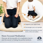 Waterglider International Meditation Bench (Nat. White), Seiza, Sustainable Acacia Wood With Curved Bottom Edges For The Perfect