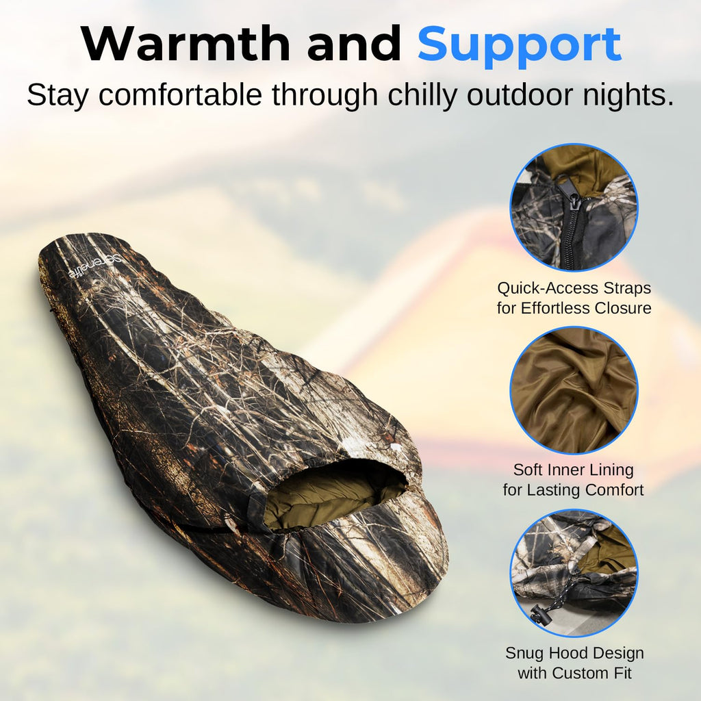 Serenelife Backpacking Sleeping Bag Camping Gear - Mummy Sleeping Bag For Adults/Teens W/Pillow, Bag - Outdoor Lightweight Weath