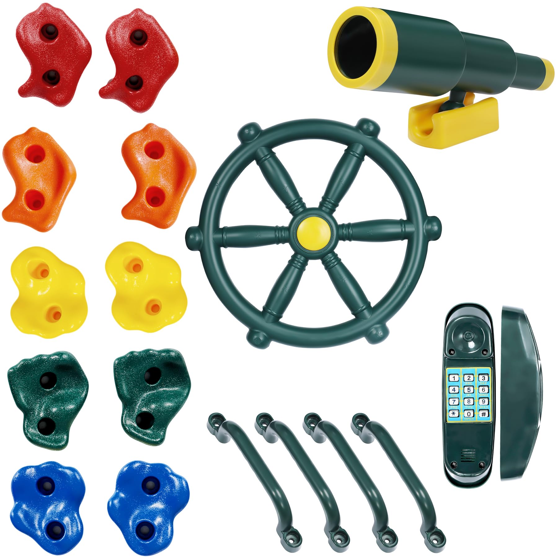 RedSwing Playground Accessories,Backyard Swing Set Pirate Plastic Playground Equipment Set with Ship Wheel, Telescope, Telephone