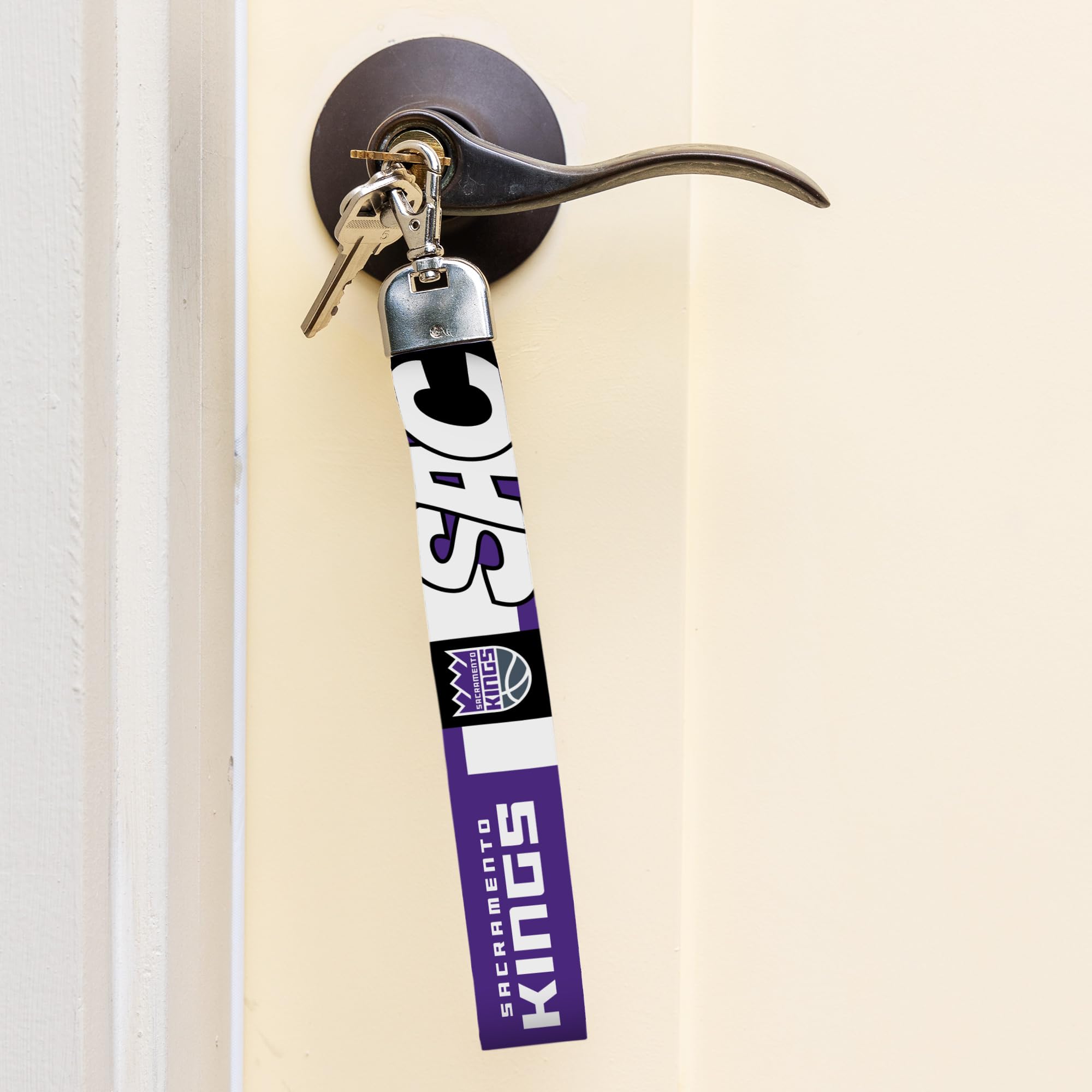 Rico Industries Nba Basketball Sacramento Kings Wrist Lanyard Key Chain, Cute Wristlet Strap Keychain Holder For Women Men Car K