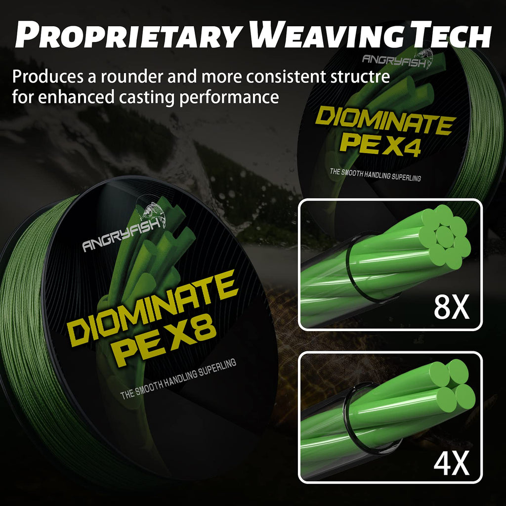 Angryfish 4 Strands 300M/327Y Or 500M/547Y-Super Strong Braided Fishing Line-Abrasion Resistant-Zero Stretch-Small Diameter-Supe