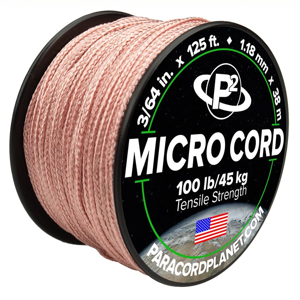 Paracord Planet Micro Paracord - Thin Braided Cord For Crafting, Fishing, And Diy Projects In 125 Ft Spools - Rose Gold
