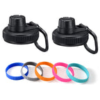 Vmini Spout Lid, Compatible With Hydro Flask Wide Mouth Sports Water Bottle, 5 Different Color Rubber Rings, Big Handle, Easy To