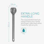 Navaris Long Handle Titanium Sporks (Set Of 2) - 84 (215Cm) Long Metal Spork Set For Backpacking And Camping - Strong Ultra Ligh