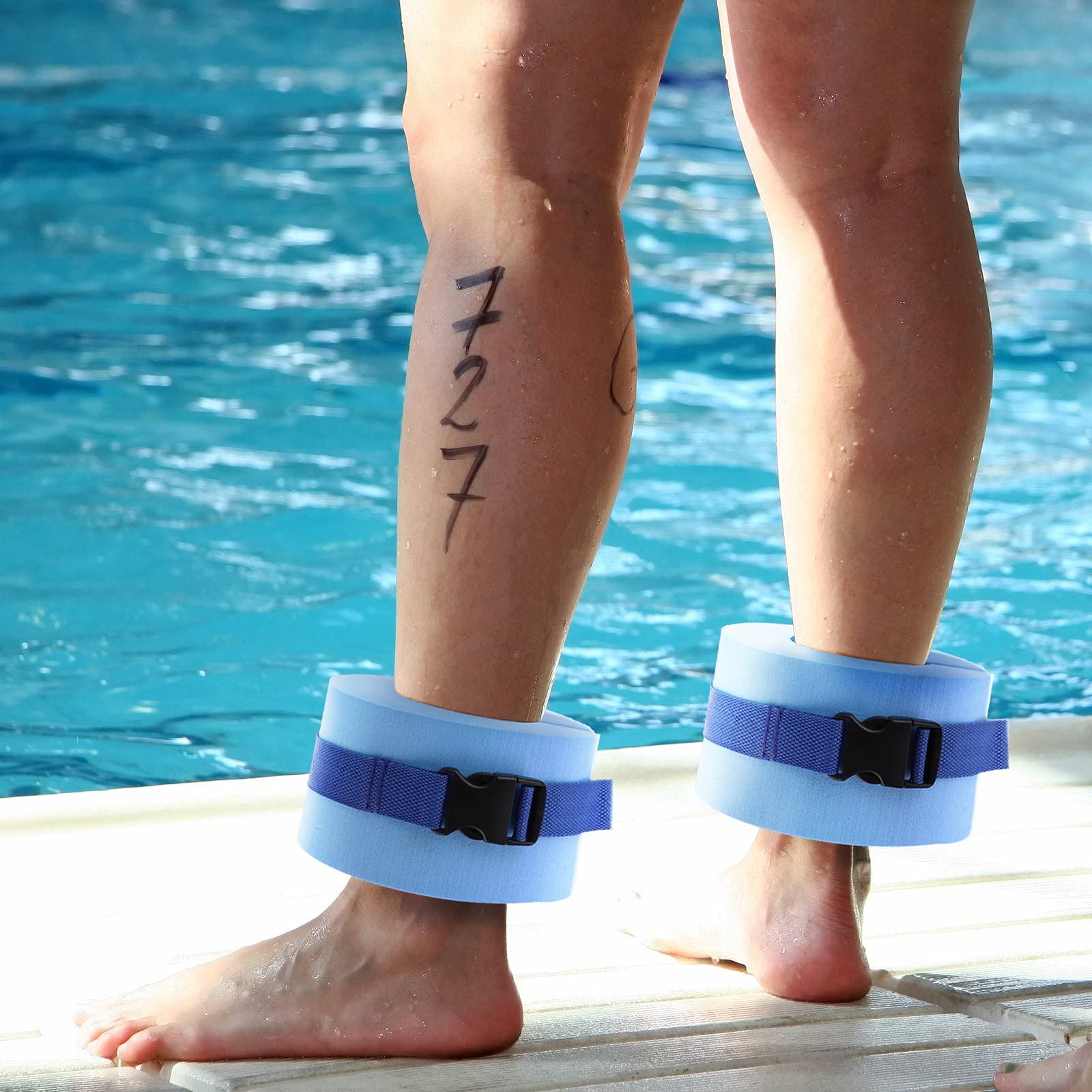Foam Swim Aquatic Cuffs, Water Aerobics Float Ring Fitness Exercise Set, Ankles Arms Belts With Quick Release Buckle For Swim Fi