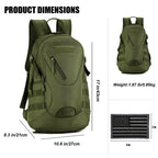 Arcenciel 15L Motorcycle Backpack Tactical Bag Rucksacks For Outdoor Camping Trekking Hunting With Patch(Green)