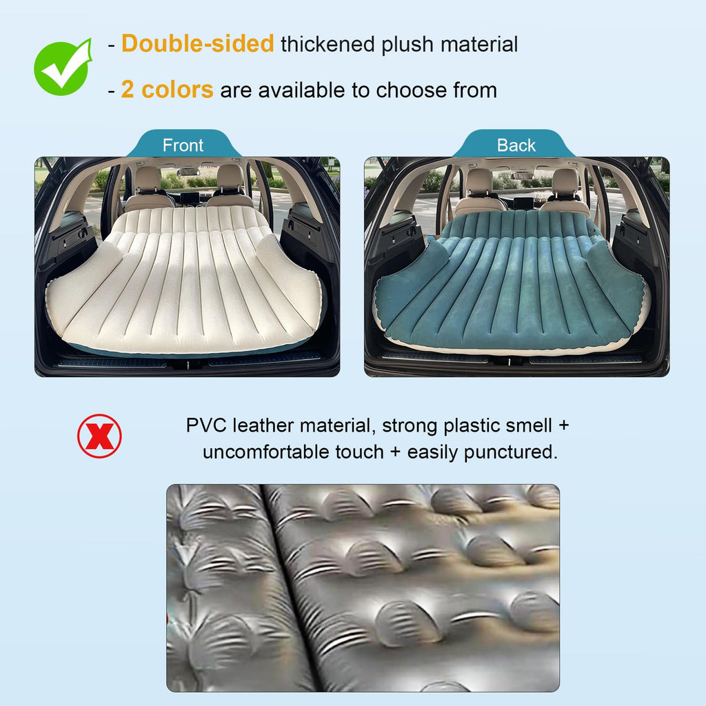 Ciremiv Double-Sided-Thick Flocked Suv Air Mattress Built-In Pillow With Pump Car Mattress | Leakproof Comfortable Durable Car A