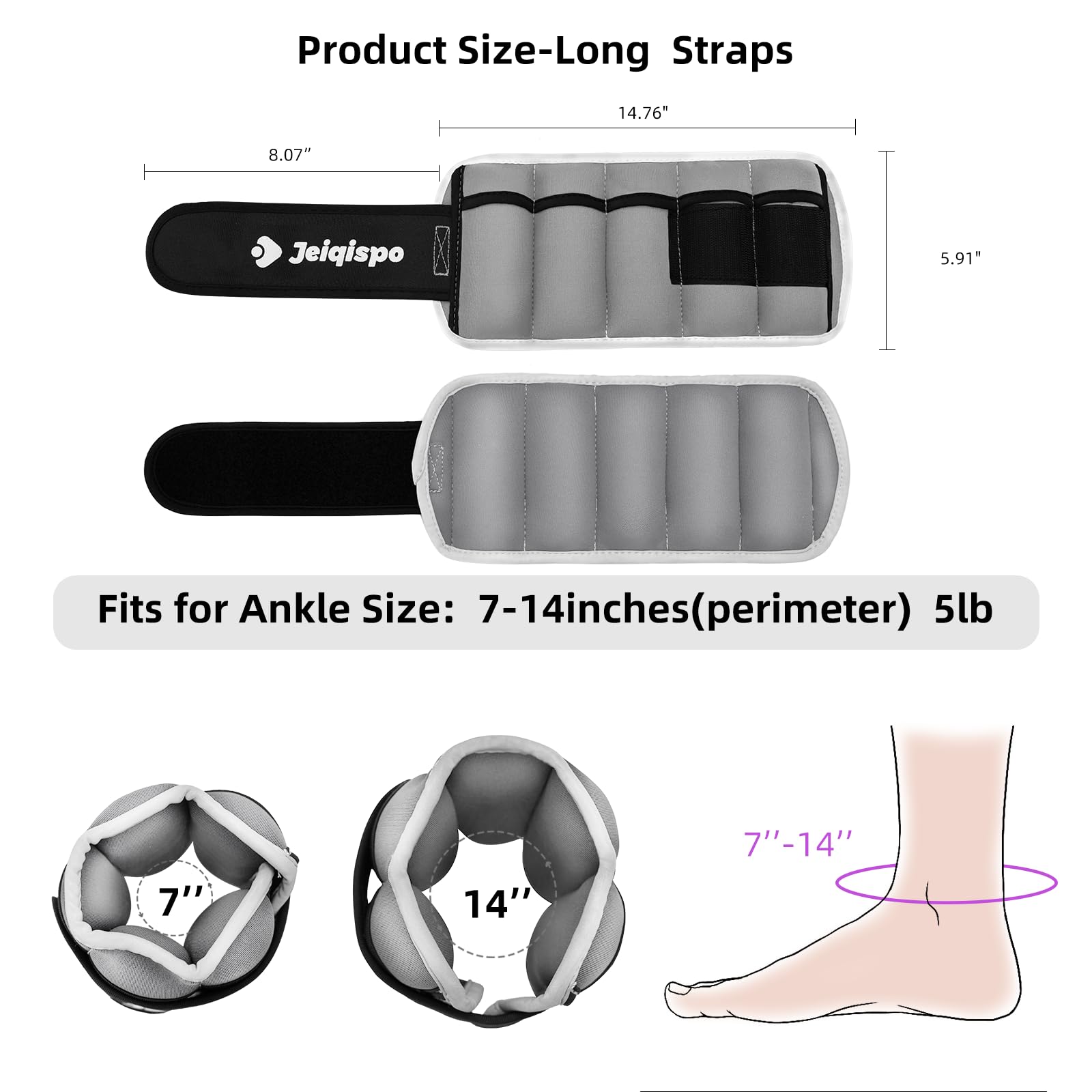 Adjustable Ankle Weights 1 Pair 2/4/6/8/10 LBS Wrist Leg Arm Weights for Women Kids Men,Strength Training with Removable Weight