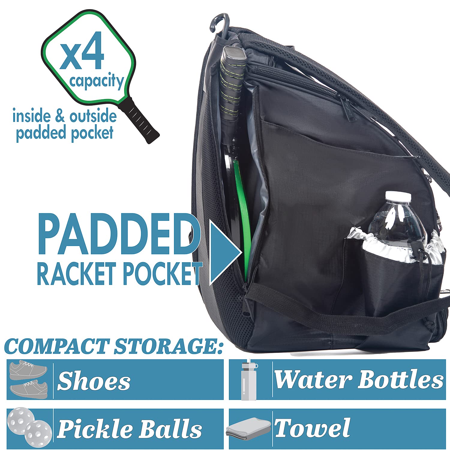 Athletico Pickleball Backpack - Pickleball Bags For Men Or Women Includes Pickleball Ball Holder (Red)