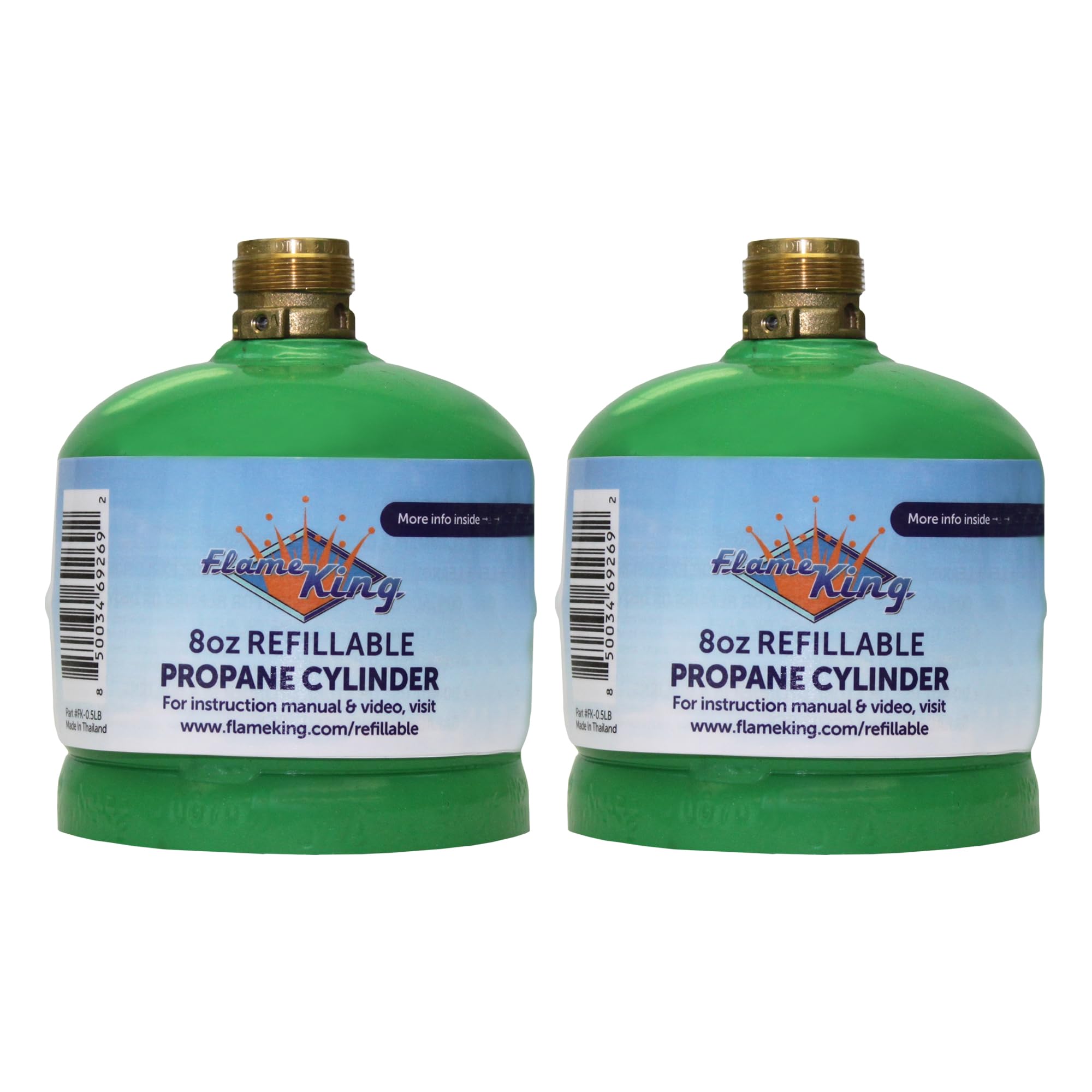 Flame King FK-0.5LB-2 (1/2LB) Refillable Empty Propane Cylinder Tank for Small Propane Lamps, Lanterns and Camp Stoves (2-pack)