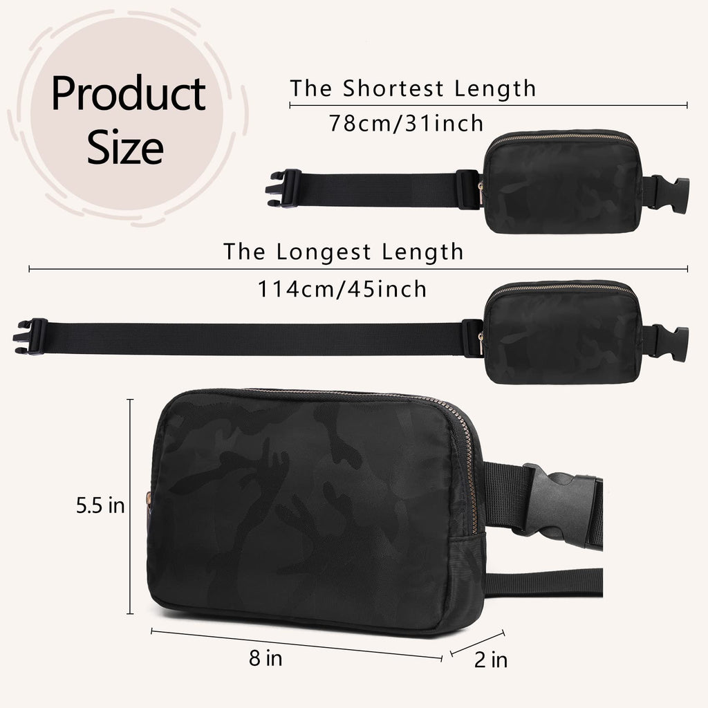 Vorolo 2 Pack Fanny Pack Crossbody Bag For Women And Men Belt Bag Gift For Women Bum Bag With Adjustable Strap For Sports Black+