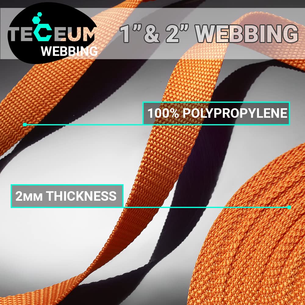 Teceum 1 Inch Webbing - Orange Yellow - 25 Yards - 1    Webbing For Climbing Outdoors Indoors Crafting Diy