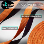 Teceum 1 Inch Webbing - Orange Yellow - 25 Yards - 1    Webbing For Climbing Outdoors Indoors Crafting Diy